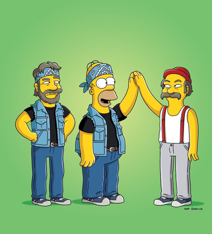 Die Tour von „Cheech & Chong“ wird unterbrochen, da Tommy Chong aussteigt. Homer ist großer Fan des Duos und übernimmt seine Rolle. (v.l.n.r.) Chong, Homer und Cheech … – Bild: Twentieth Century Fox Film Corporation