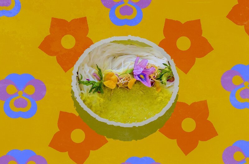 Num Banh Chok ist ein Gericht aus duftenden Nudeln in Zitronengras-Soße mit fermentiertem Fisch. – Bild: Elephant Doc