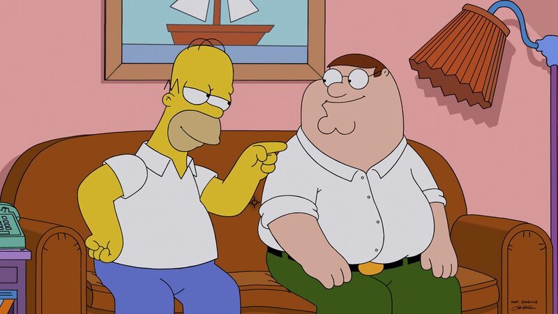 Treffen durch Zufall aufeinander. Doch werden sich Homer (l.) und Peter (r.) gut verstehen? – Bild: Fox and its related entities