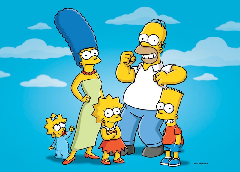 (22. Staffel) – Eine nicht alltägliche Familie: Marge (2.v.l.), Maggie (l.), Bart (r.), Lisa (M.) und Homer Simpson (2.v.r.) … – Bild: FOX BROADCASTING