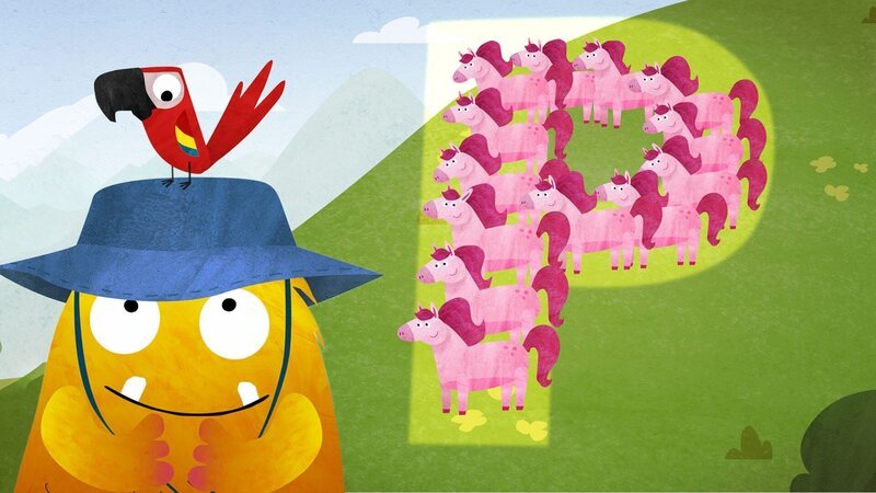 Nitso findet auf einer Wiese viele pinke Ponys. – Bild: KiKA/​Filmakademie Baden-Württemberg GmbH/​Eagle Eye