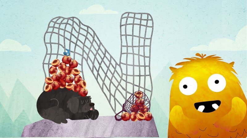 Nitso baut ein großes N auf dem höchsten Berg. – Bild: KiKA/​Filmakademie Baden-Württemberg GmbH/​Eagle Eye