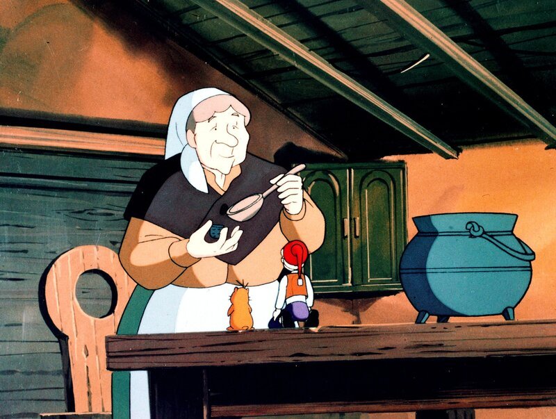 Die Finnen-Malin freut sich über Nils’ und Krümels Besuch und gibt den Hungrigen reichlich zu essen. – Bild: ORF/​–