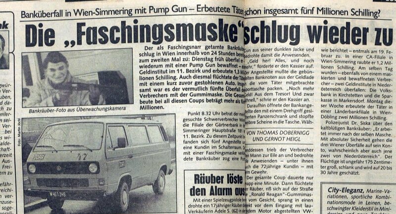 Zeitungsartikel über erneuten Banküberfall. – Bild: ORF/​Pammer Film
