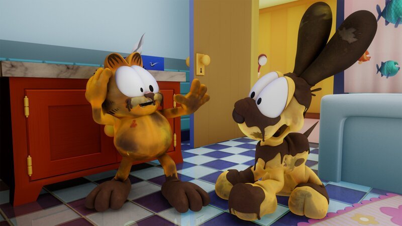 Jon will seine Tiere baden, doch die flüchten. Zu dumm, dass Jon eine Prämie verspricht für denjenigen, der sie säubert. – Bild: HR/​DARGAUD MEDIA