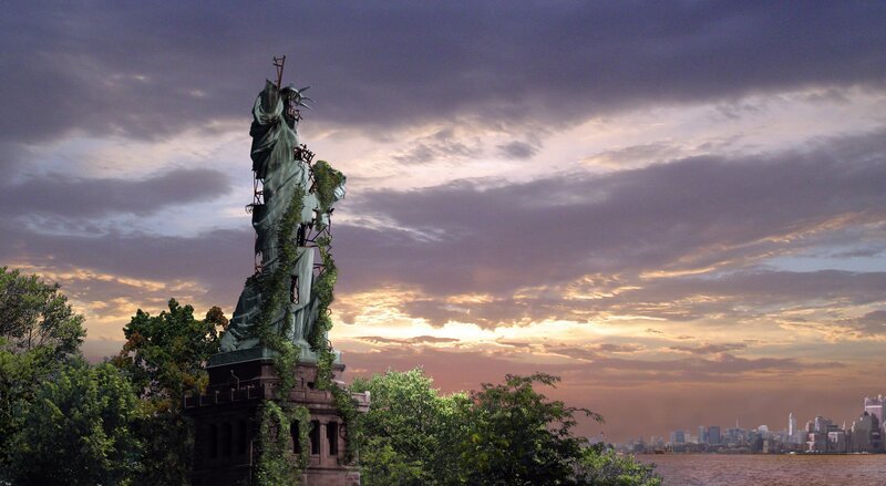 Life after People Heavy Metal, Zukunft ohne Menschen Verfall der Zivilisation CGI example of what the Earth could look like if people no longer inhabited it. Freiheitsstatue NYC – Bild: The History Channel