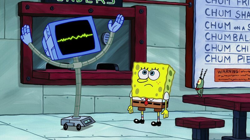 L-R: Karen, SpongeBob, Plankton. – Bild: ViacomCBS