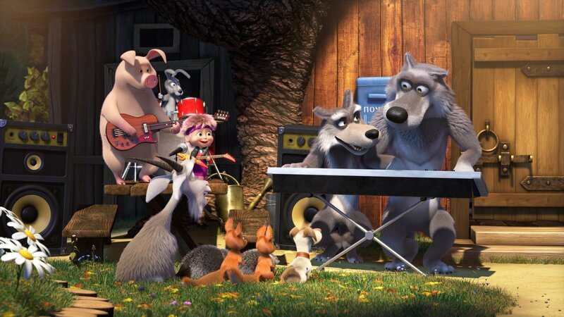 Mascha und ihre Freunde singen ein Lied, damit es regnet und die Pilze wachsen können. – Bild: KiKA/​Animaccord Animation Studio