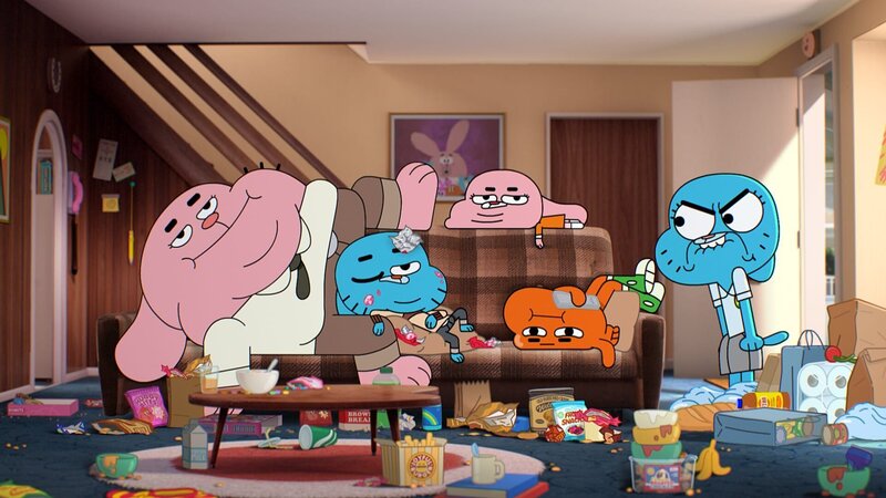 v.li.: Richard, Gumball, Anais, Darwin, Nicole – Bild: The Hanna-Barbera Studios Europe, WarnerMedia Kids and Family’s flagship television animation studio