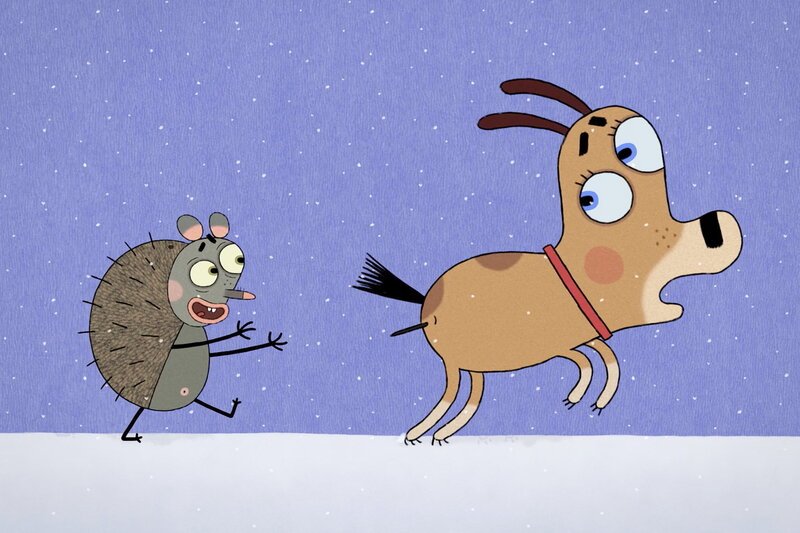Gerade will der Igel in den Winterschlaf gehen, da fällt ihm auf, dass ihm ein Stachel fehlt. Der steckt ausgerechnet im Po von Lenas Hund. – Bild: SRF/Studio FILM BILDER GmbH Gerade will der Igel in den Winterschlaf gehen, da fällt ihm auf, dass ihm ein Stachel fehlt. Der steckt ausgerechnet im Po von Lenas Hund. – Bild: SRF/Studio FILM BILDER GmbH