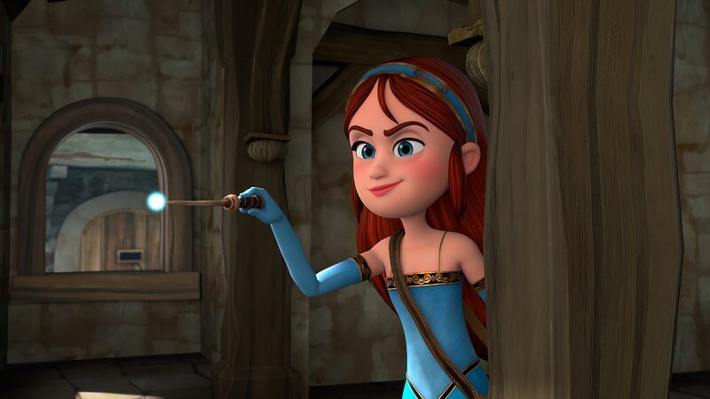Marian hat es geschafft, dem Prinzen und der Magie seiner Brosche zu entkommen, die alle dazu bringt, ihn anzuhimmeln. Sie will den Zauber schnellstmöglich rückgängig machen. – Bild: ZDF/​Method Animation/​ZDF Studios