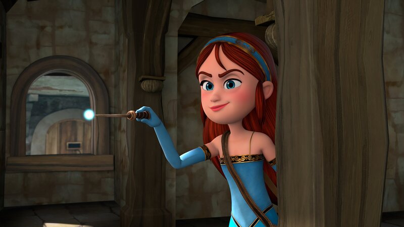 Marian hat es geschafft, dem Prinzen und der Magie seiner Brosche zu entkommen, die alle dazu bringt, ihn anzuhimmeln. Sie will den Zauber schnellstmöglich rückgängig machen. – Bild: ZDF/​Method Animation/​ZDF Studios