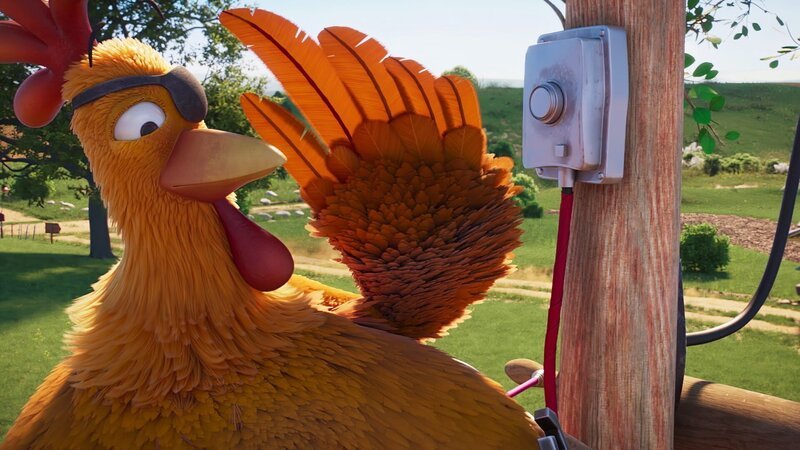 Huhn Flo im Einsatz: sie repariert die Telefonleitung, die von einem Sturm zerstört wurde. – Bild: KiKA/​KiKA /​ Sixteen South/​Mikros Animation IP/​Tencent