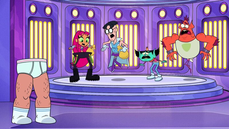 v.li.: 50% Chad, Starfire, Folding Paper Man, Tooth Fairy, Freak – Bild: WBEI