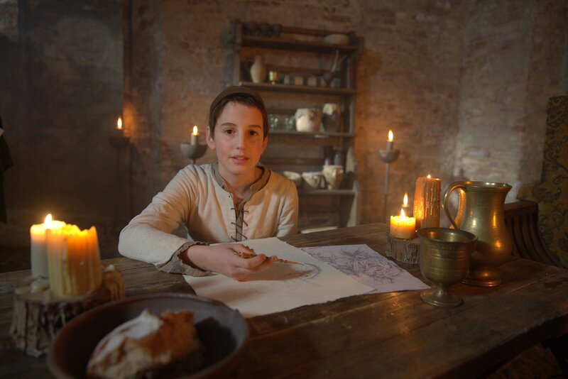 Trotz der Widerstände seines Vaters widmete Michelangelo (Sune Schlotke) schon als Kind sein Leben der Kunst. – Bild: ZDF und Eva Severini /​ THE HISTORY CHANNEL