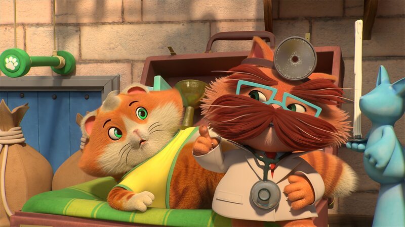 Der Doktor ist gekommen, um Mettis Schlafwandeln unter die Lupe zu nehmen. Er erklärt den Buffycats, dass man einen Schlafwandler niemals wecken sollte. – Bild: Rainbow S.r.l.