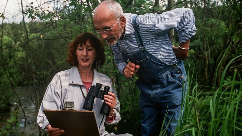 Frösche, Kröten, Lurche, Molche und Salamander – die Amphibien-Familie ist groß und Peter (Peter Lustig, r.) erforscht sie begeistert mit einer Biologin (Christine Flegel, l.). – Bild: ZDF and studio tv