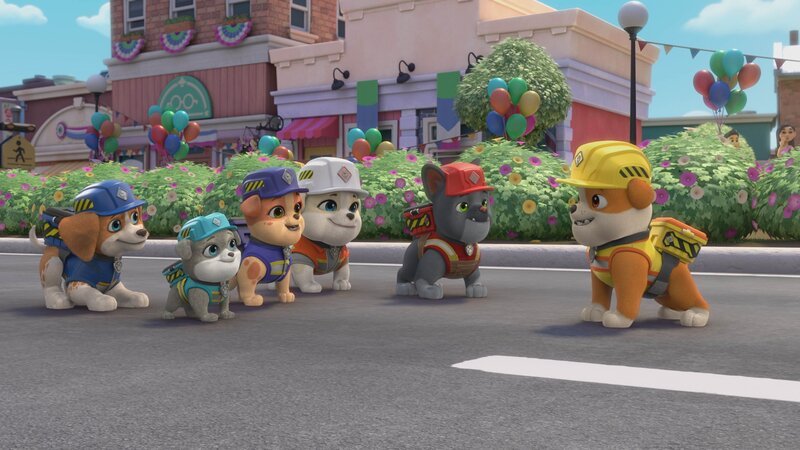 v.li.: Wheeler, Motor, Mix, Auntie Crane, Charger, Rubble – Bild: Paramount v.li.: Wheeler, Motor, Mix, Auntie Crane, Charger, Rubble – Bild: Paramount