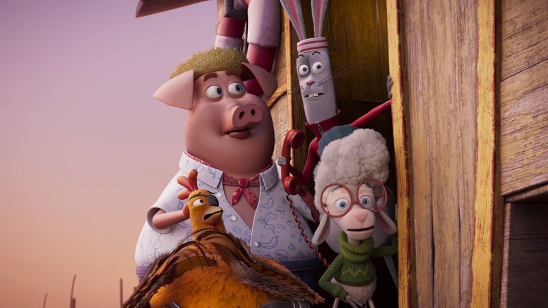 Flo, Clive, Maggie, Billy und Jo können es nicht fassen, der Bauer will den Hühnerstall renovieren. – Bild: KiKA /​ Sixteen South/​Mikros Animation IP/​Tencent