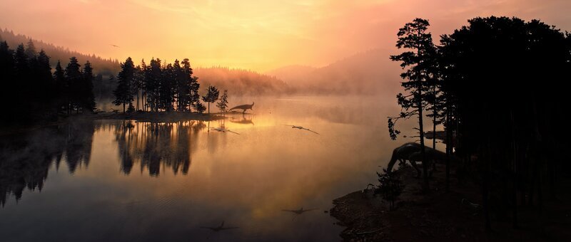 Das Leben auf der Erde findet einen Weg sich zu regenerieren. Schon bald beginnt die Ära der Dinosaurier. – Bild: BBC Studios /​ ZDF