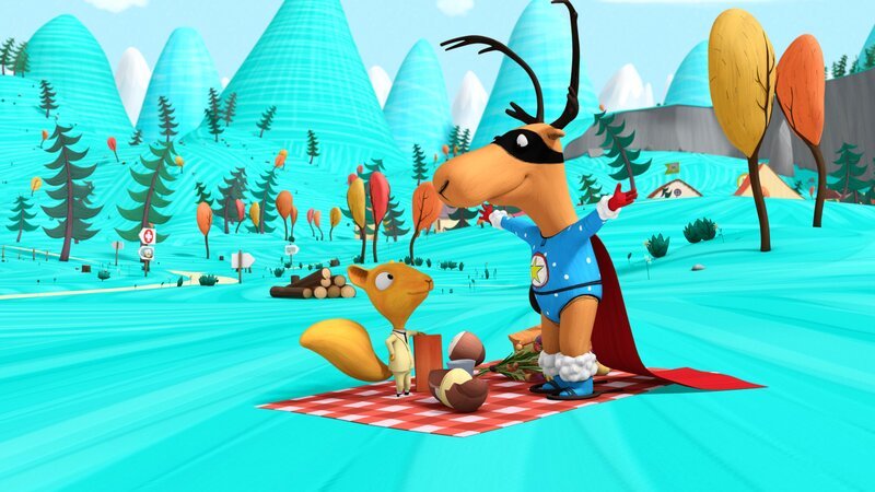 Bernhard und Ziegela empfangen Super-Edgar beim Picknick. – Bild: NDR/​France Télévisions Distribution