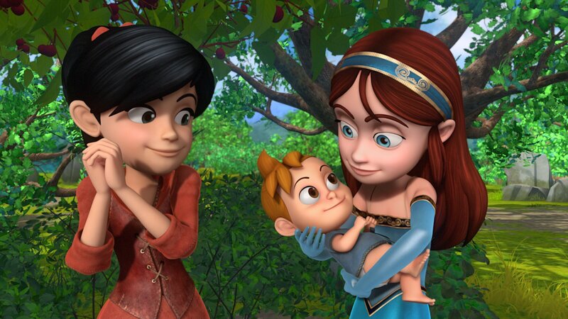 Scarlett und Marian bestaunen verzückt das Baby, das Lady Sable bei ihrer Flucht vor dem Sheriff versteckte. – Bild: ZDF