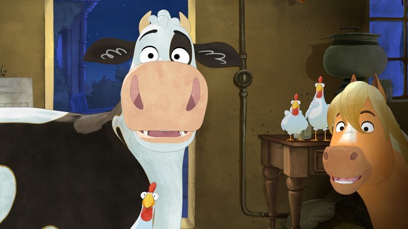 Die Gute-Nacht-Geschichte der Bäuerin hält alle Tiere wach. – Bild: ZDF und WunderWerk