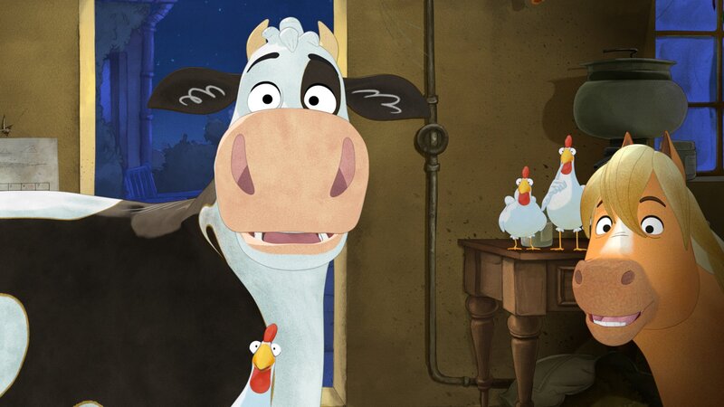 Die Gute-Nacht-Geschichte der Bäuerin hält alle Tiere wach. – Bild: ZDF und WunderWerk