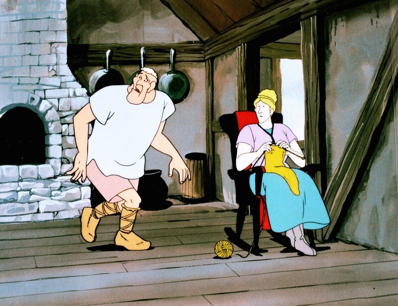 Der Riese und seine Frau sind überglücklich, dass der gefürchtete Besuch des Asa Thor so glimpflich abgelaufen ist. – Bild: ORF/​Apollo Filmverleih