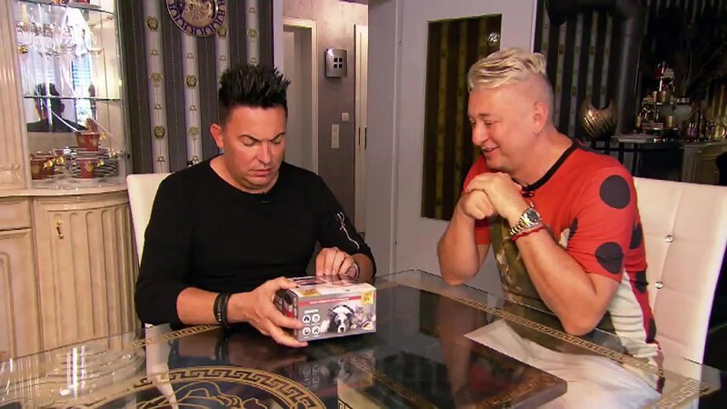 Matthias Mangiapane (l.) und Hubert Fella testen den „Relaxopet EASY Tierentspannungs-Trainer“. – Bild: RTL /​ Folge W_60