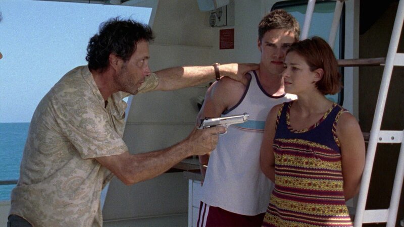 L – R: Eugene Gilfedder als Finn McLean, Jay Ryan als Able Seaman Billy ‚Spider‘ Webb, Kirsty Lee Allan als Chef Rebecca ‚Bomber‘ Brown – Bild: AXN Black