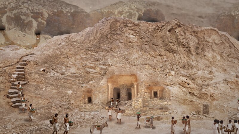Alte Smaragdbergleute bei der Arbeit rund um die östliche Wüstenmine von Wadi Sikait und ihren Tempel. – Bild: Windfall Films LTD