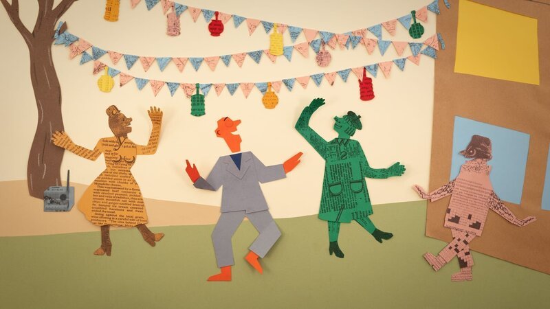 Mr. Paper (2. v.L.) weiß, wie man feiert. – Bild: NDR/​Sesame Workshop