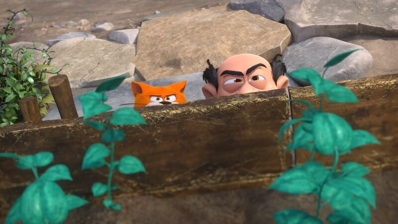 Gargamel und Azrael warten, dass ihre Falle zuschnappt. – Bild: KiKA/​Peyo Productions, Dupuis Édition & Audiovisuell