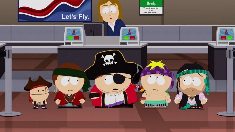 Vorne, l-r: Ike, Clyde, Eric, Butters, Kevin – Bild: Comedy Central