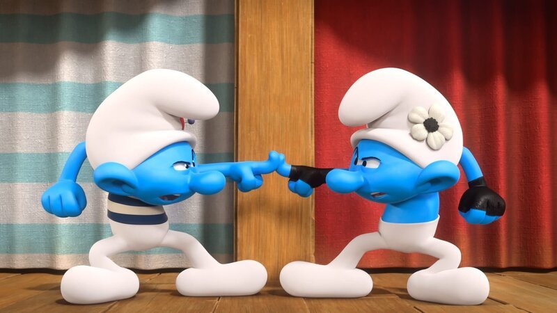 Zwirni und Beauty beim Duell der Modeschöpfer. – Bild: KiKA/​Peyo Productions, Dupuis Édition & Audiovisuell