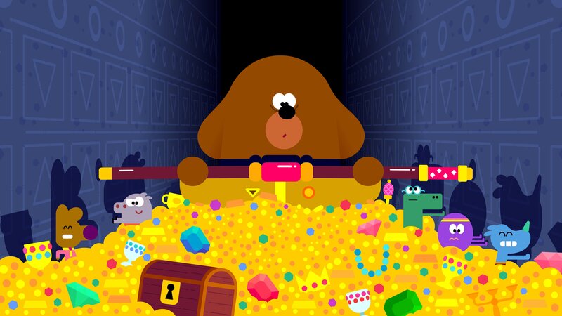 Duggee und die Quirlies müssen im Tunnelsystem der Mäuse jede Menge Rätsel lösen. – Bild: WDR/​BBC Studios/​Studio AKA