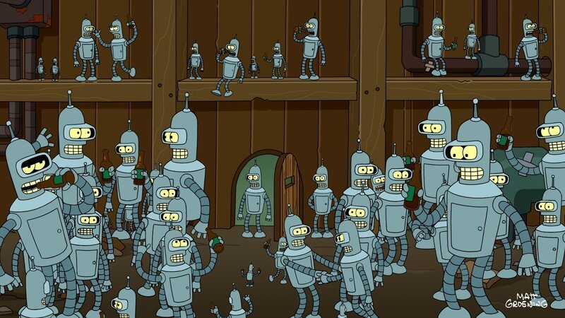 Der Professor hat eine Duplikationsmaschine entwickelt und bald erkennt Bender, dass er sich selbst reproduzieren kann … – Bild: 2011 Twentieth Century Fox Film Corporation. All rights reserved. Lizenzbild frei