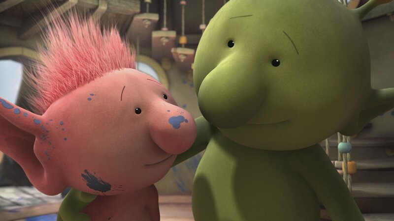 Oopsy (l.) und Pootle (r.) – Arbeiten am Haus bereiten Probleme; Pootle treibt Hilfe für sie auf. – Bild: KiKA/​Snapper Productions/​Q Pootle 5 LTD