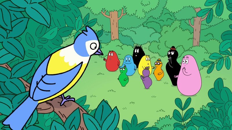 Hinter, l-r: Barbabravo, Barbalala, Barbahelle, Barbabo, Barbazoo, Barbabelle, Barbasophie, Barbamama, Barbapapa – Bild: Paramount