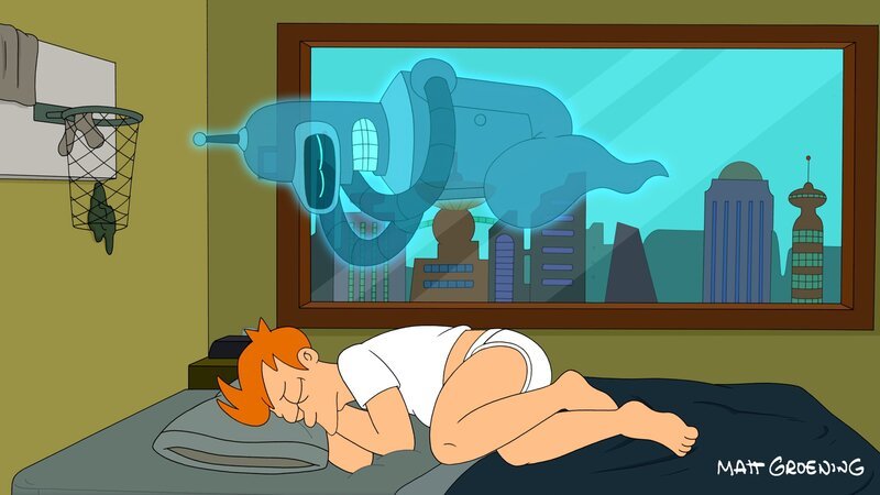 Bender versucht als Geist mit allen Mitteln, Fry durch einen Schock zu Tode zu bringen, was ihm auch fast  gelingt. – Bild: 2011 Twentieth Century Fox Film Corporation. All rights reserved. Lizenzbild frei