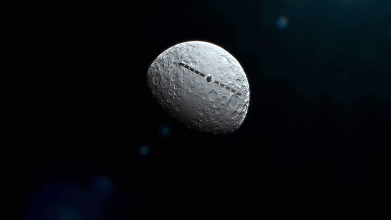 Das größte Objekt im Asteroidengürtel ist Ceres. Sowohl auf seiner Oberfläche als auch in seinem Inneren befindet sich Wassereis – ein Hinweis auf potenzielles Leben? – Bild: ZDF und BBC