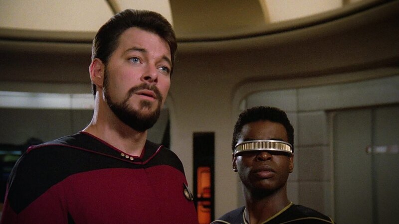 William Thomas ‚Will‘ Riker (Jonathan Frakes) und Geordi La Forge (LeVar Burton) – Bild: Tele 5