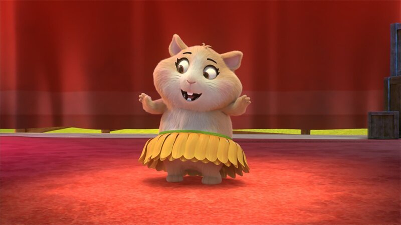 Meerschweinchen Ginny traut sich und macht beim Tanzwettbewerb mit. Nur welches Lied passt am besten zu ihr? – Bild: Rainbow S.r.l.