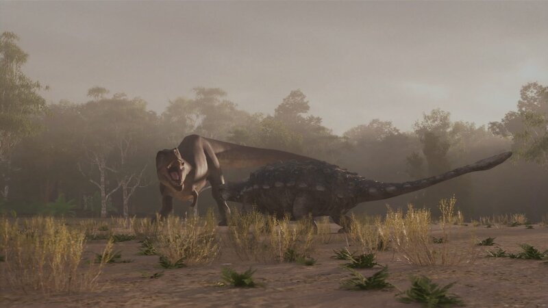 Der schwer gepanzerte Ankylosaurus konnte mit seiner mächtigen Schwanzkeule sogar einen T-Rex in die Flucht schlagen. – Bild: ZDF und Windfall Films