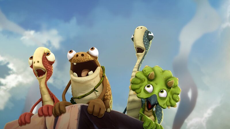 „Gigantosaurus“, „Tinys Triumph.“ Tiny ist begeisterte Künstlerin. Sie liebt es, auf Felsen zu kritzeln und zu malen. Ihre Freunde können dem jedoch wenig abgewinnen. Als die Dino-Kids in der Wüste landen, ändern sie ihre Meinung aber bald. Denn Tiny hat eine Karte gezeichnet, die sie zu Wasser führen soll. – Bild: SUPER RTL „Gigantosaurus“, „Tinys Triumph.“ Tiny ist begeisterte Künstlerin. Sie liebt es, auf Felsen zu kritzeln und zu malen. Ihre Freunde können dem jedoch wenig abgewinnen. Als die Dino-Kids in der Wüste landen, ändern sie ihre Meinung aber bald. Denn Tiny hat eine Karte gezeichnet, die sie zu Wasser führen soll. – Bild: SUPER RTL