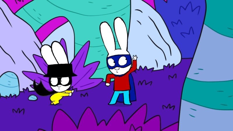 In der Fantasiewelt wollen Superhase (r.) und Captain Hase (l.) der Quelle der nervigen Geräusche nachgehen. – Bild: ZDF und GO-N Productions