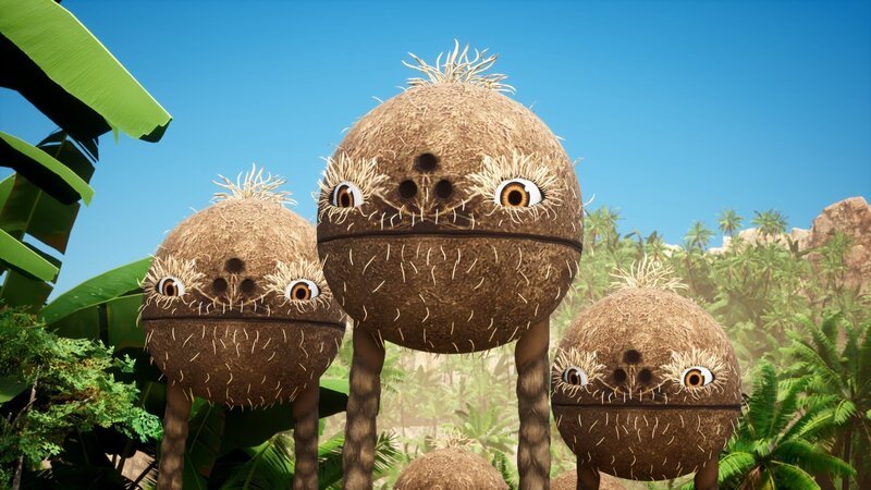 Wenn die Kokosnussodons herumrollen, dann schauen sie freundlicher drein. – Bild: Cheeky Little Media /​ ZDF