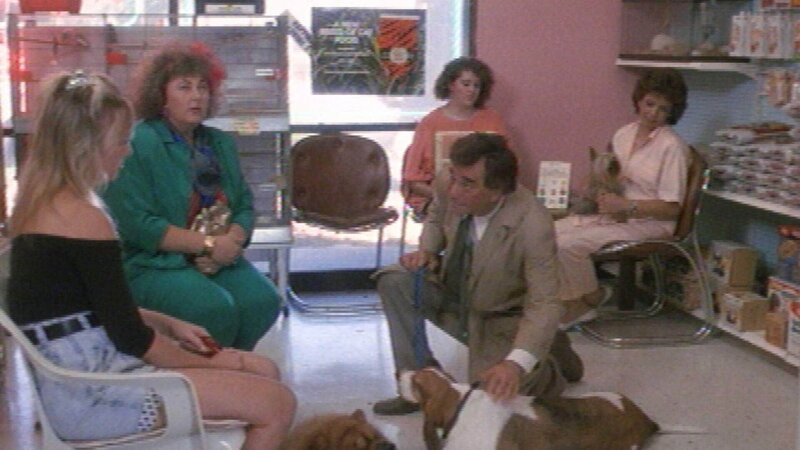 Als Lt. Columbo (Peter Falk) seinen Hund, den er einfach nur „Hund“ ruft, aus dem Hundesalon abholt, kommt ihm der entscheidende Gedanke zur Überführung des Täters … – Bild: SRT