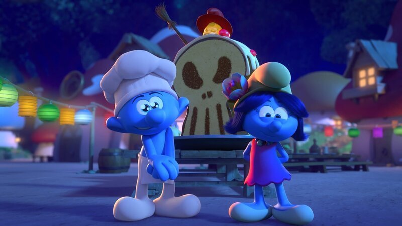 Koch hat für Weihnachten einen etwas anderen Walnusskuchen zubereitet. – Bild: KiKA/​/​Peyo Productions, Dupuis Édition & Audiovisuell